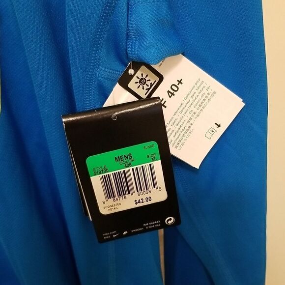 Nike Mens Blue Long TK Sleeve Sportswear Athletic Running Crew Neck Shirts XL - Picture 2 of 7